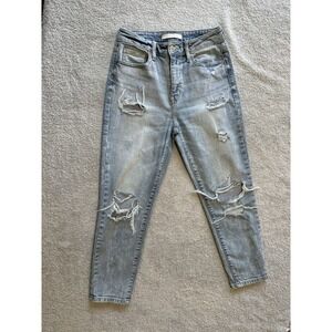 Eunina Super High Rise Mom Jean Destroyed Light‎ Wash Womens Size 3